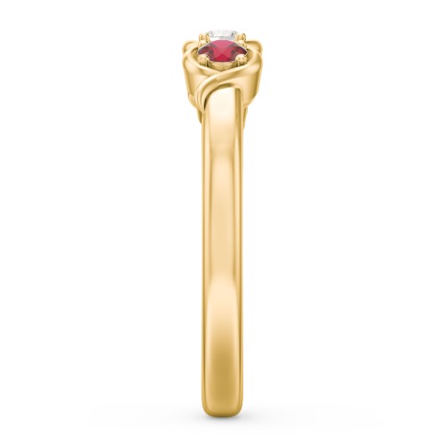 Triple Wave Ring – 10K Yellow Gold with Garnet and Cubic Zirconia
