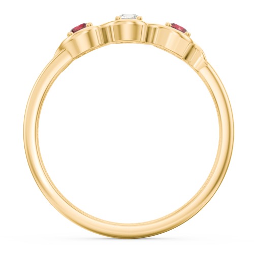 Triple Wave Ring – 10K Yellow Gold with Garnet and Cubic Zirconia