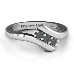 Three Stone Classic Bypass Ring in 925 Sterling Silver with Alexandrite