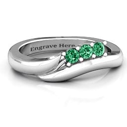 Three Stone Single Bypass Ring