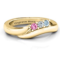 Three Stone Single Bypass Ring