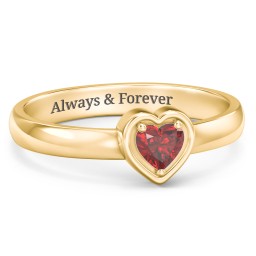 Heart in a Heart Ring in 18K Gold Plated Silver with Garnet