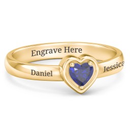 Heart in a Heart Ring in 18K Gold Plated Silver with Blue Sapphire
