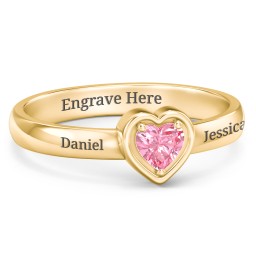 Heart in a Heart Ring in 18K Gold Plated Silver with Pink Tourmaline