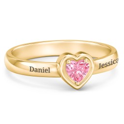 Heart in a Heart Ring in 18K Gold Plated Silver with Pink Tourmaline