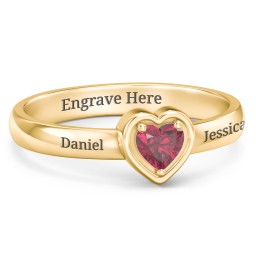 Heart in a Heart Ring in 18K Gold Plated Silver with Ruby