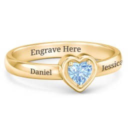Heart in a Heart Ring in 18K Gold Plated Silver with Blue Topaz