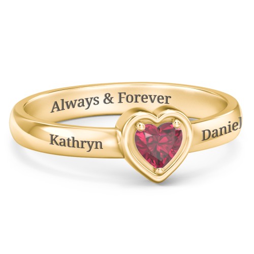 Heart in a Heart Ring – 18K Gold Plated Silver with Ruby