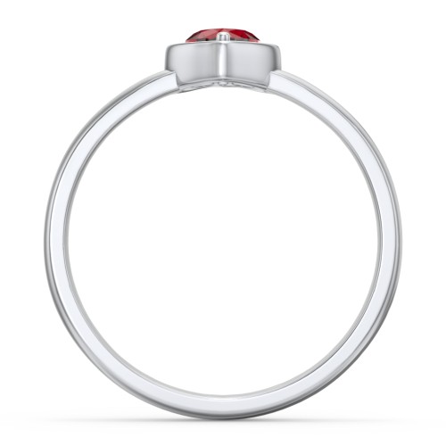 Heart in a Heart Ring – 10K White Gold with Garnet