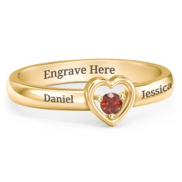 Solitaire Heart Ring in 18K Gold Plated Silver