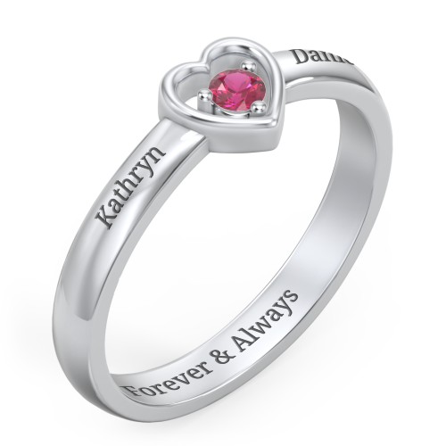 Solitaire Heart Ring – 10K White Gold with Ruby