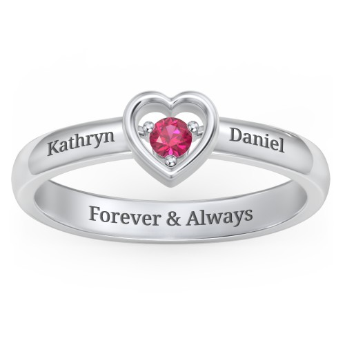 Solitaire Heart Ring – 10K White Gold with Ruby