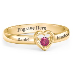 Solitaire Heart Ring in 18K Gold Plated Silver with Ruby