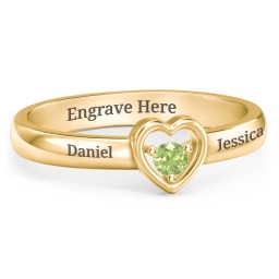 Solitaire Heart Ring in 18K Gold Plated Silver with Peridot