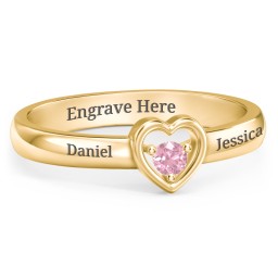 Solitaire Heart Ring in 18K Gold Plated Silver with Pink Tourmaline