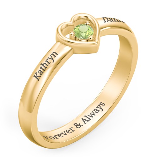 Solitaire Heart Ring – 18K Gold Plated Silver with Peridot