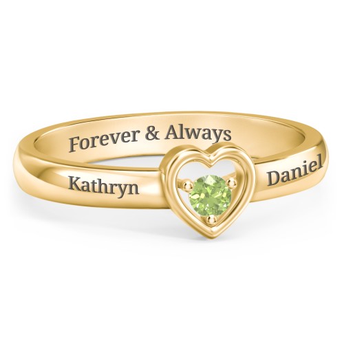 Solitaire Heart Ring – 18K Gold Plated Silver with Peridot