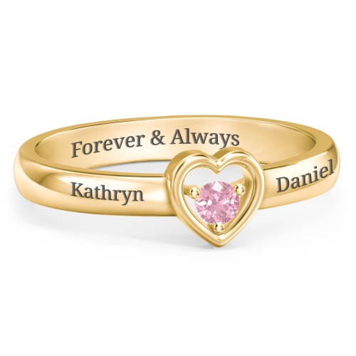 Solitaire Heart Ring – 18K Gold Plated Silver with Pink Tourmaline