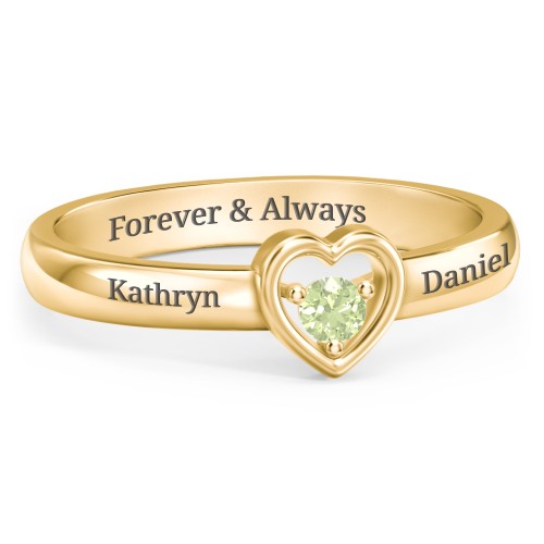 Solitaire Heart Ring – 18K Gold Plated Silver with Peridot