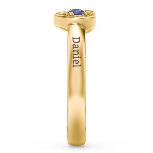 Kissing Hearts Ring – 18K Gold Plated Silver with Blue Sapphire