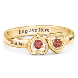 Inverted Kissing Hearts Ring in 18K Gold Plated Silver