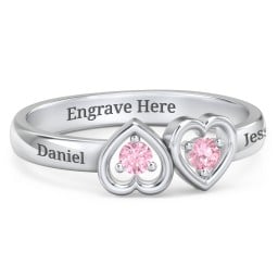 Inverted Kissing Hearts Ring