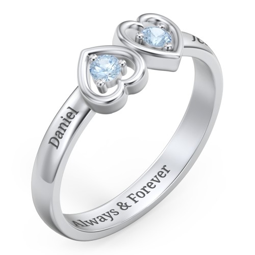 Inverted Kissing Hearts Ring