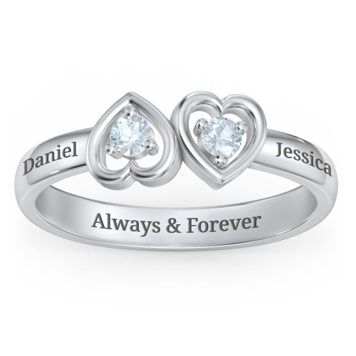 Inverted Kissing Hearts Ring