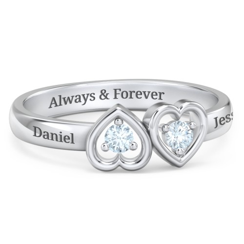Inverted Kissing Hearts Ring