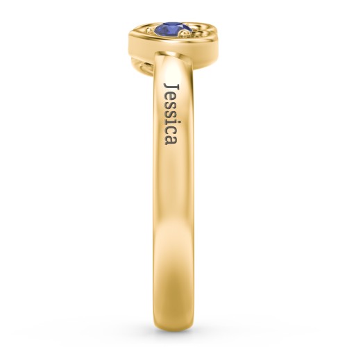 Inverted Kissing Hearts Ring – 18K Gold Plated Silver with Blue Sapphire