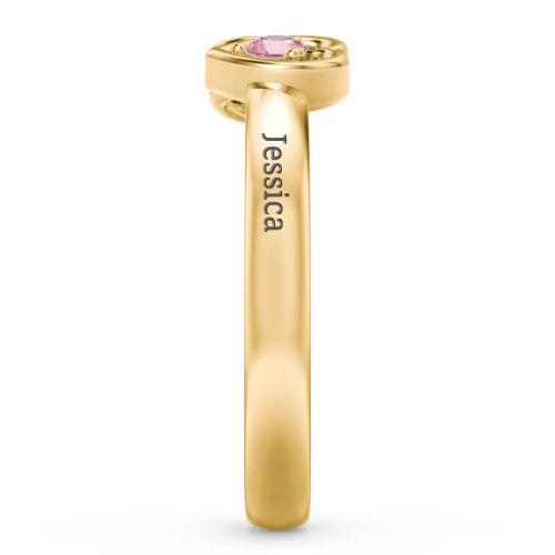 Inverted Kissing Hearts Ring – 18K Gold Plated Silver with Pink Tourmaline