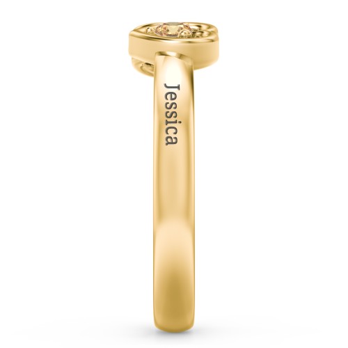Inverted Kissing Hearts Ring – 18K Gold Plated Silver with Citrine