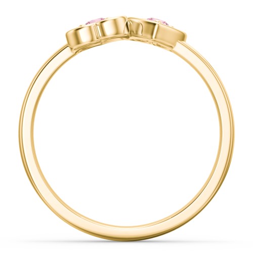 Inverted Kissing Hearts Ring – 18K Gold Plated Silver with Pink Tourmaline