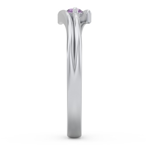 Double Line Bypass Ring – Sterling Silver with Amethyst