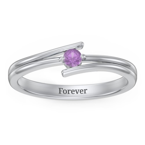 Double Line Bypass Ring – Sterling Silver with Amethyst