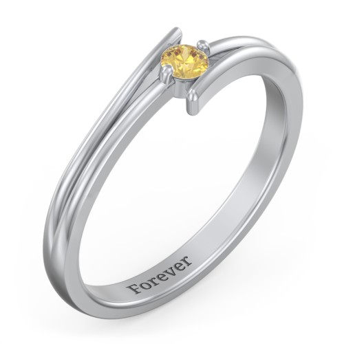 Double Line Bypass Ring – Sterling Silver with Citrine