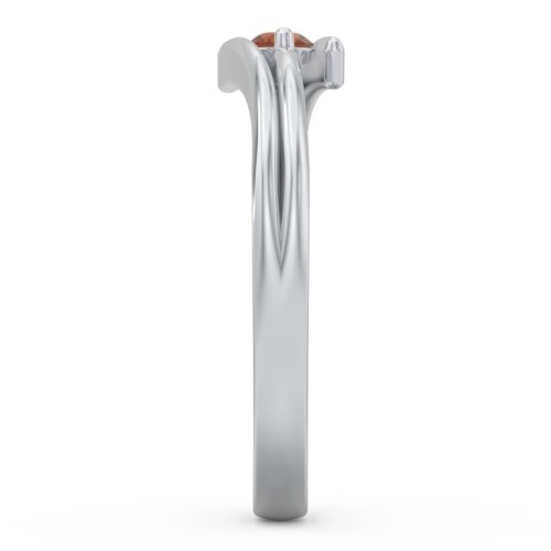 Double Line Bypass Ring – Sterling Silver with Garnet