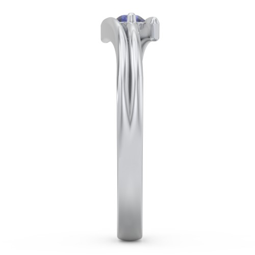 Double Line Bypass Ring – Sterling Silver with Blue Sapphire