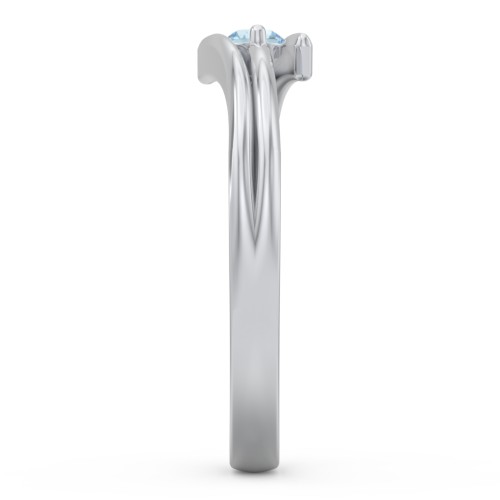 Double Line Bypass Ring – Sterling Silver with Blue Topaz