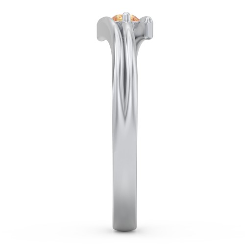 Double Line Bypass Ring – Sterling Silver with Citrine