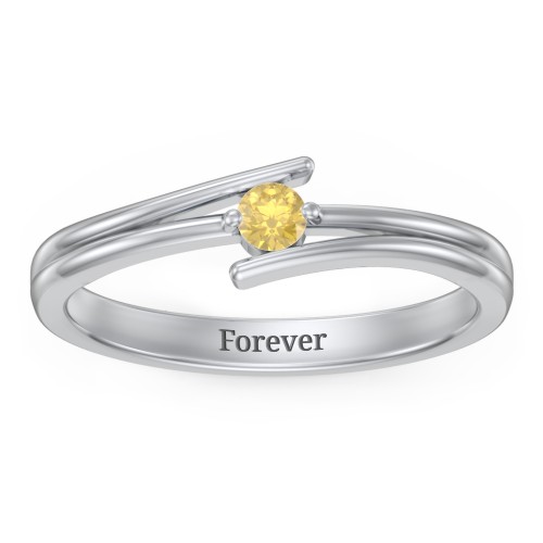 Double Line Bypass Ring – Sterling Silver with Citrine