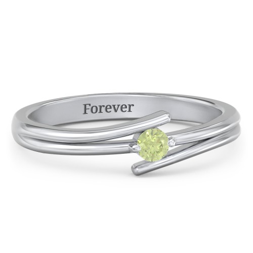 Double Line Bypass Ring – Sterling Silver with Peridot