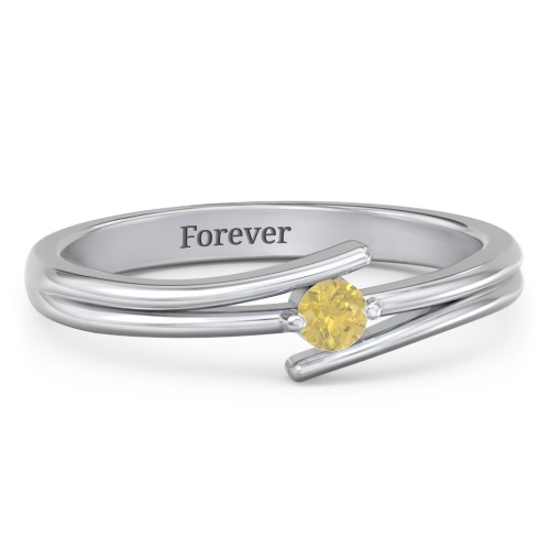 Double Line Bypass Ring – Sterling Silver with Citrine