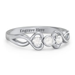 Twin Hearts with Center Bezel Ring