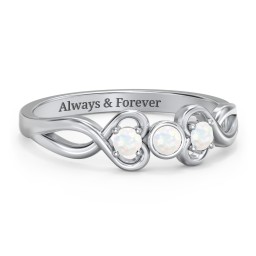 Twin Hearts with Center Bezel Ring