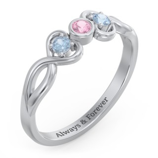 Twin Hearts with Center Bezel Ring | Jewlr