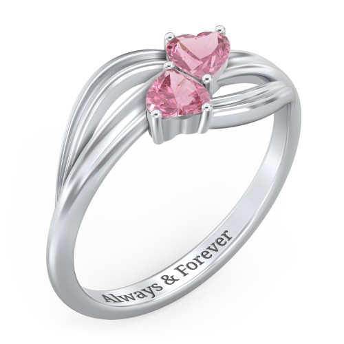 A "Couple" of Hearts Ring – Sterling Silver with Pink Tourmaline