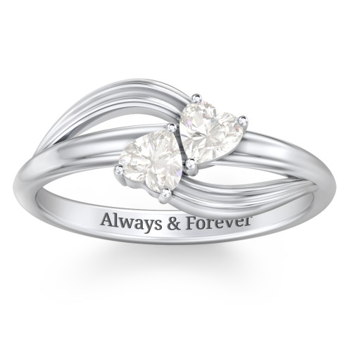 A "Couple" of Hearts Ring – Sterling Silver with Cubic Zirconia
