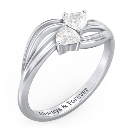 A "Couple" of Hearts Ring – Sterling Silver with Diamond