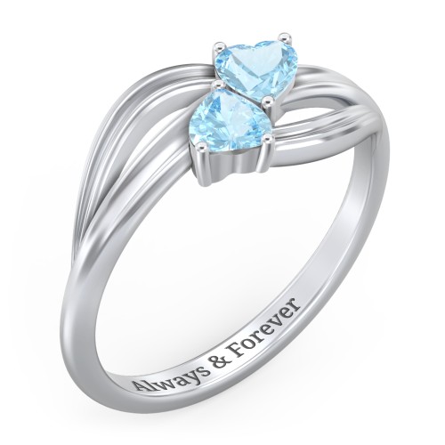 A "Couple" of Hearts Ring – Sterling Silver with Blue Topaz